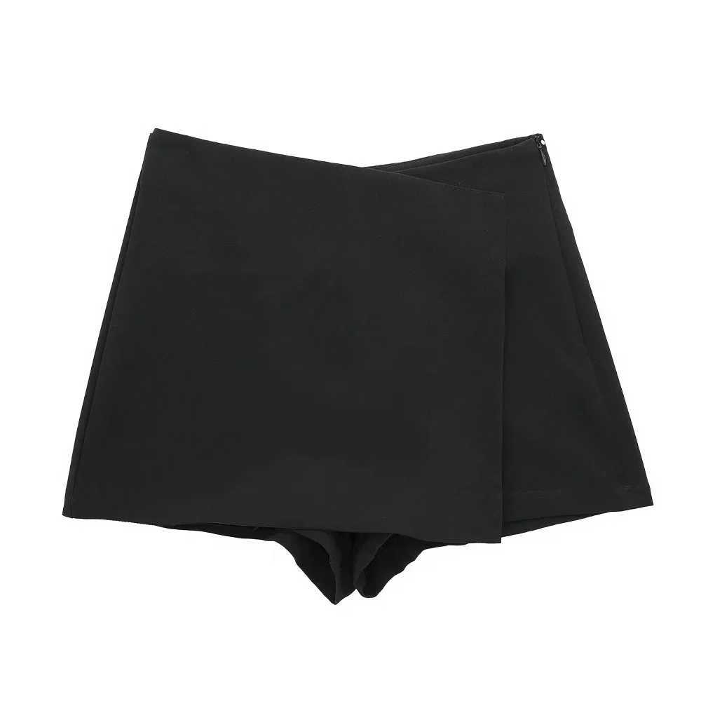 TR Women Shorts Skirts High Waist Asymmetric Shorts Skirts Black Mini Skirt Shorts Woman Shorts Spring Autumn Fashion ShortsXJ241221