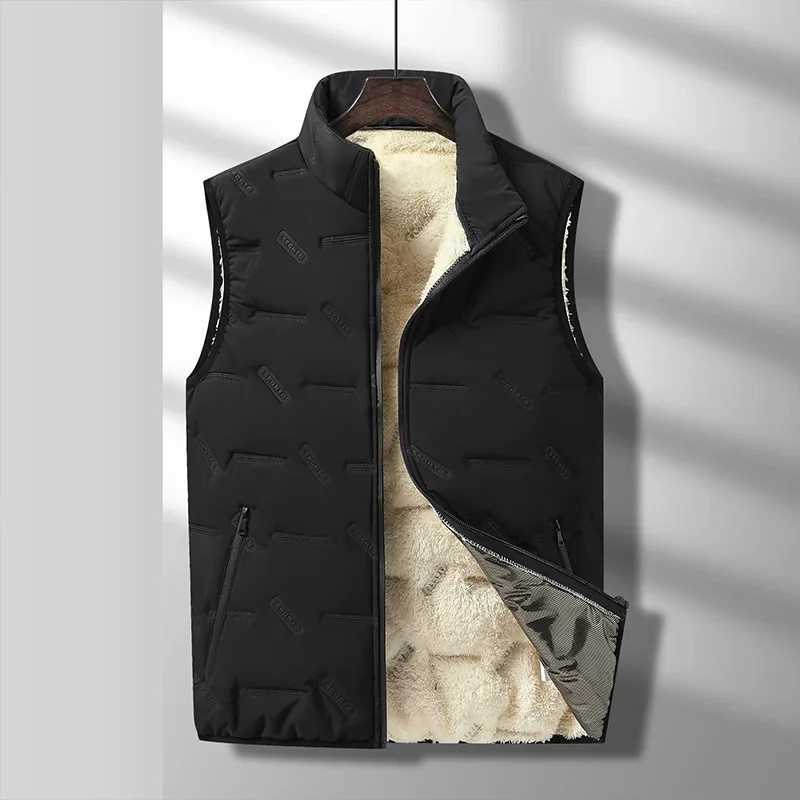 Mens Autumn Sleeveless Parka 2024 Winter Vest Jackets Casual Waterproof Vest Coats Mens Down Cotton Fleece Thick Thermal VestsXJ241221