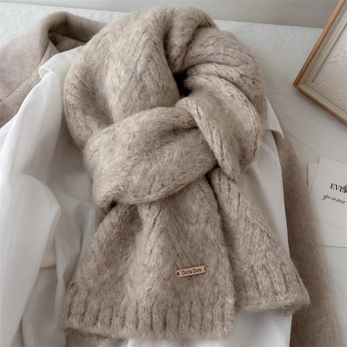 Winter Korean Albaca Alpaca Scarf Women Wool Blend Warm Scarves Hijab Student Knitted Shawl Wrap 241220