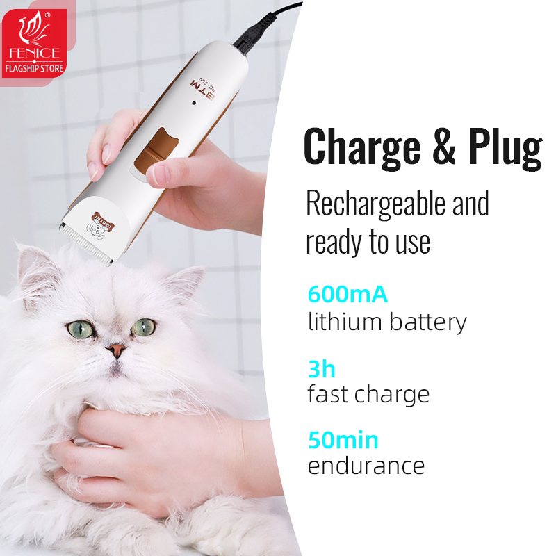 Fenice Rechargeable Electrical Pet Clipper Hine Grooming Animals Haircut Trimmer And Blade Set Low Noice