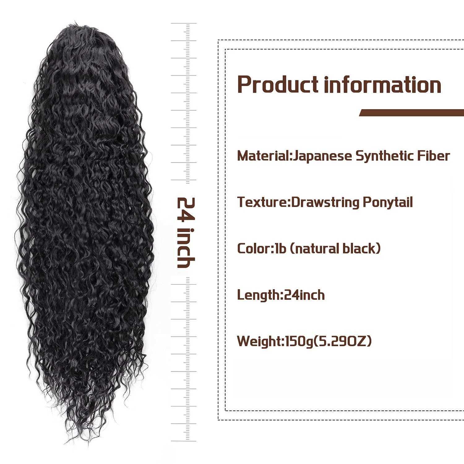 24 Inch Curly Ponytail Extensions Synthetic Deep Wave Drawstring Ponytail For Black Women Human Hair Feeling With ClipXJ241221