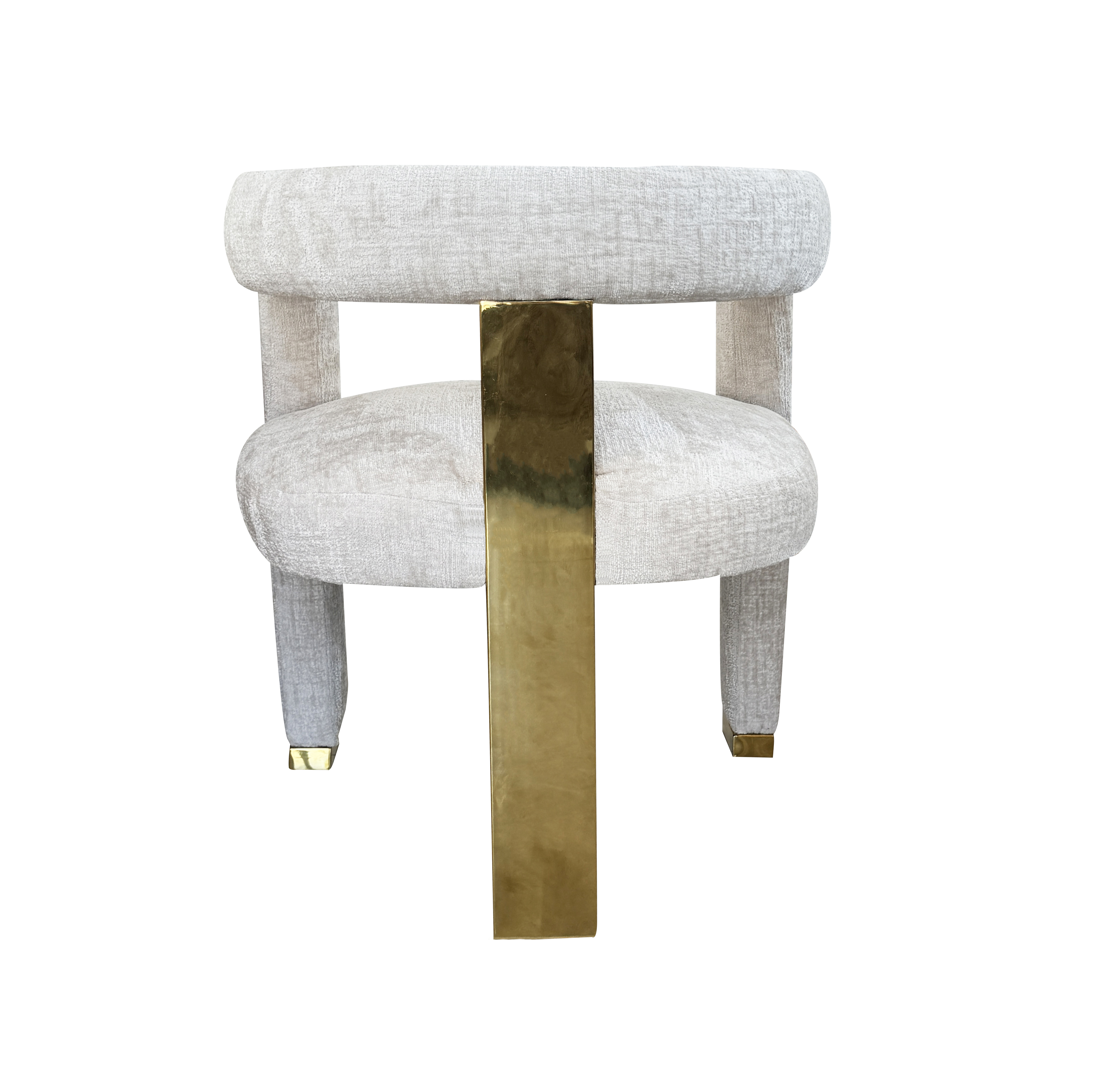 Milana Dining Chair - Modern Curved Upholstered Armchair with Gold Accents