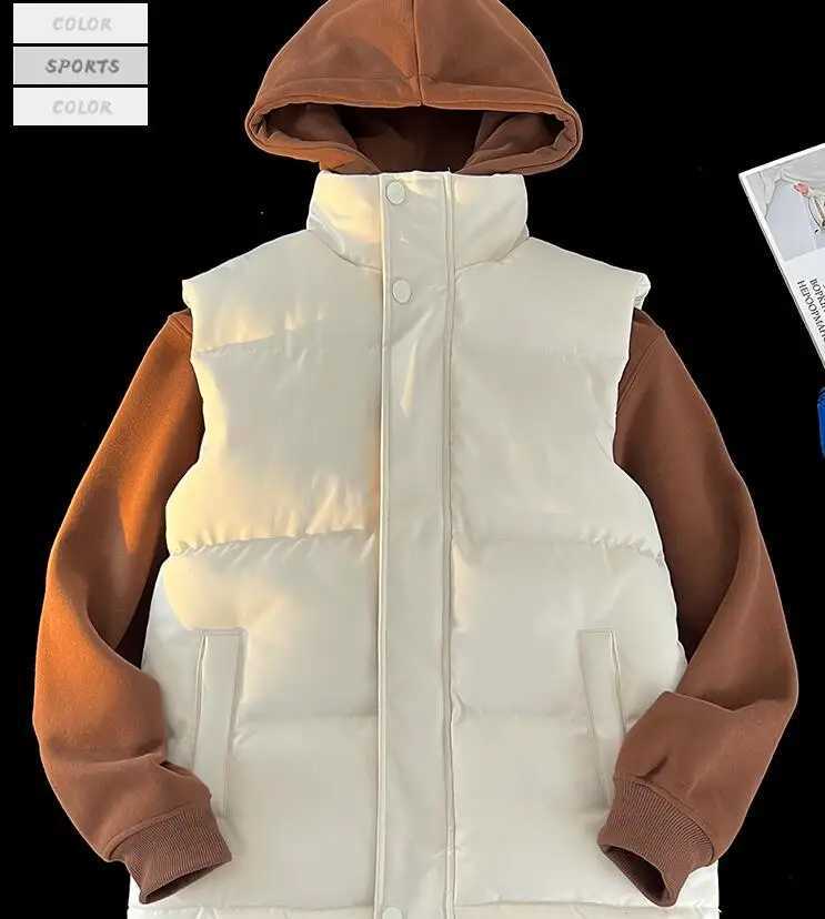 New Autumn Men Warm Solid Color Down Vest Men Outdoor Windproof Zipper Casual Fashion Style Vest Male Autumn Winter Coat VestXJ241221