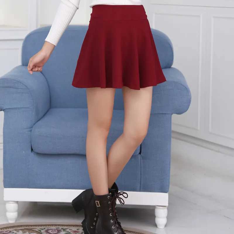 New Women Basic Skirts Summer Flared Casual Mini Skater Shorts Skirt Fashion School Pleated Fluffy Plus Size 5XL Red Short SkirtXJ241221