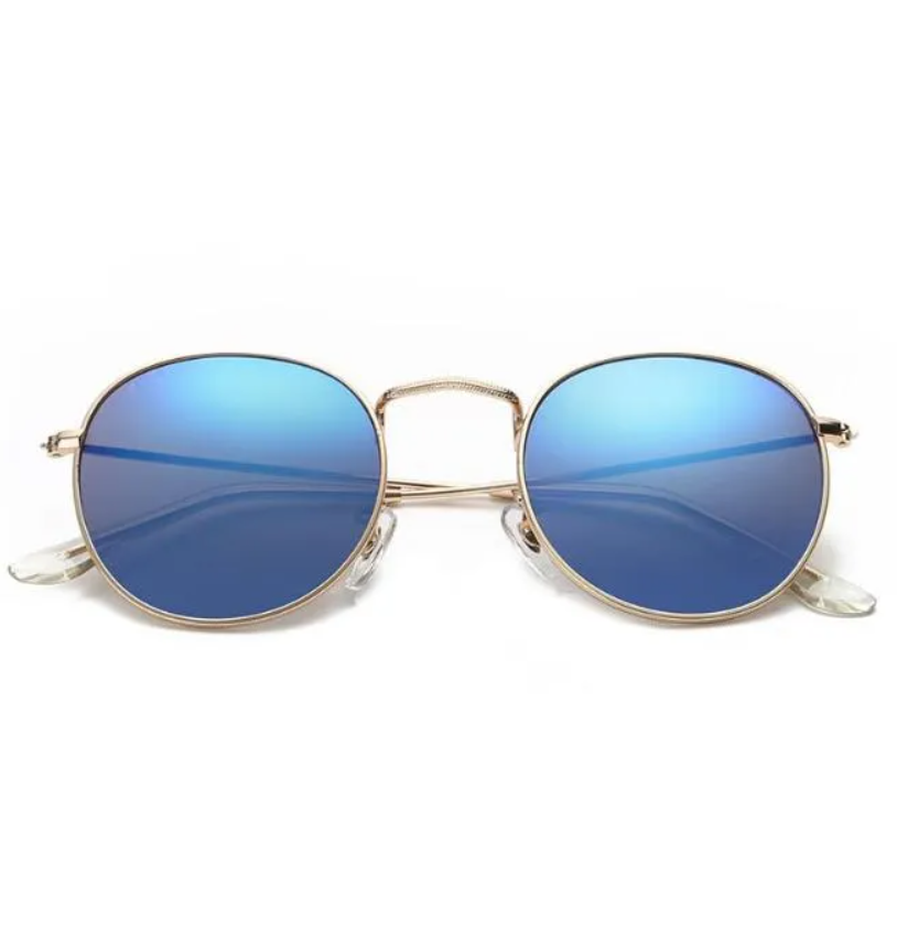 Classic Round Sunglasses Designer UV400 Eyewear Metal Gold Frame Sun Glasses Men Women Mirror Sunglasses Polaroid With Box Gift