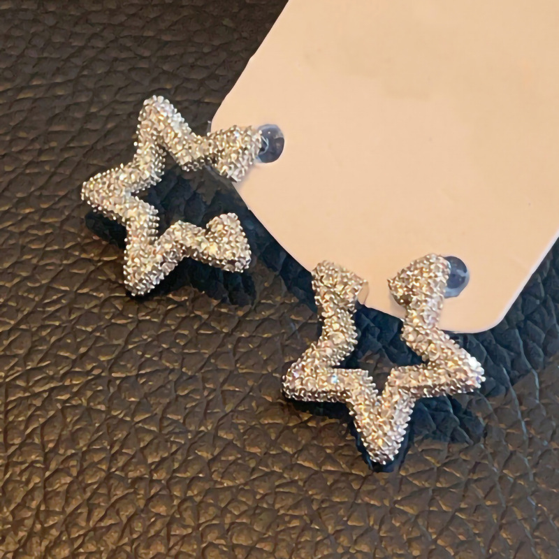 Gorgeous Stud Earrings Elegant Luxury Jewelry 925 Sterling Silver Pave White Sapphire CZ Diamond Shinning Women Party Star Earring For Lover Gift
