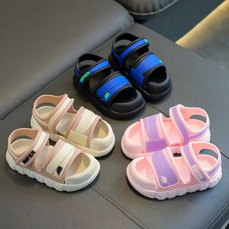 Sneakers Youth Fisherman Sandals for Summer Fun - Trendy Stripes Non-Slip PVC Sole Comfy Ankle-Strap Design H241221