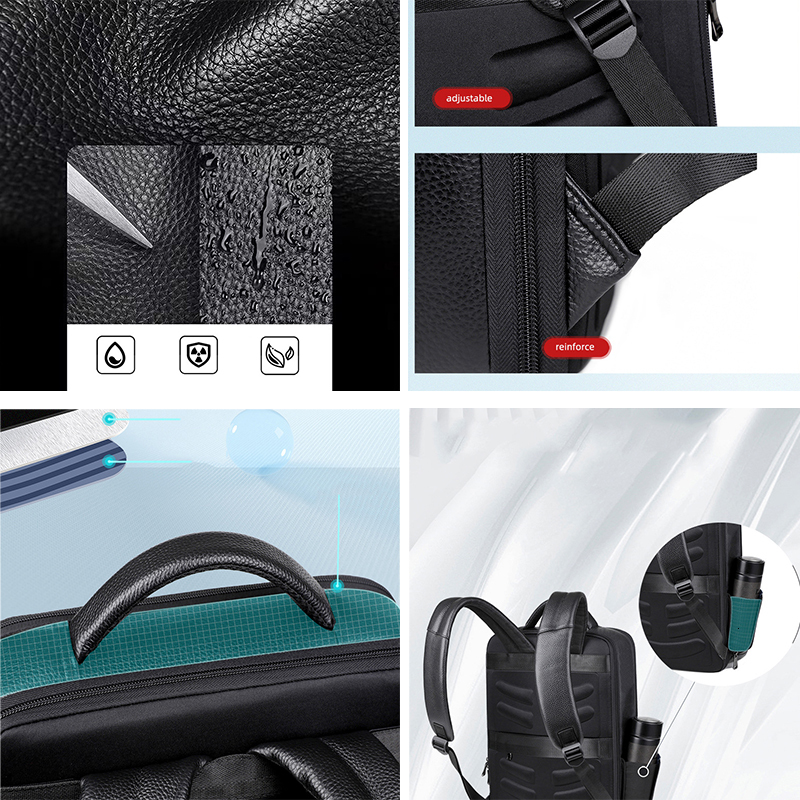 100% Genuine Leather For Men 15.6 Inch Laptop Backpack USB Charge Anti-Theft Waterproof Large Capacity Male Travel Bags