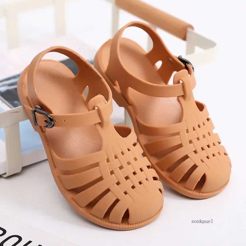 Sandals Summer Children Sandals Baby Girls Toddler Soft Non-slip Princess Shoes Kids Candy Jelly Beach Shoes Boys Casual Roman Slippers H241217