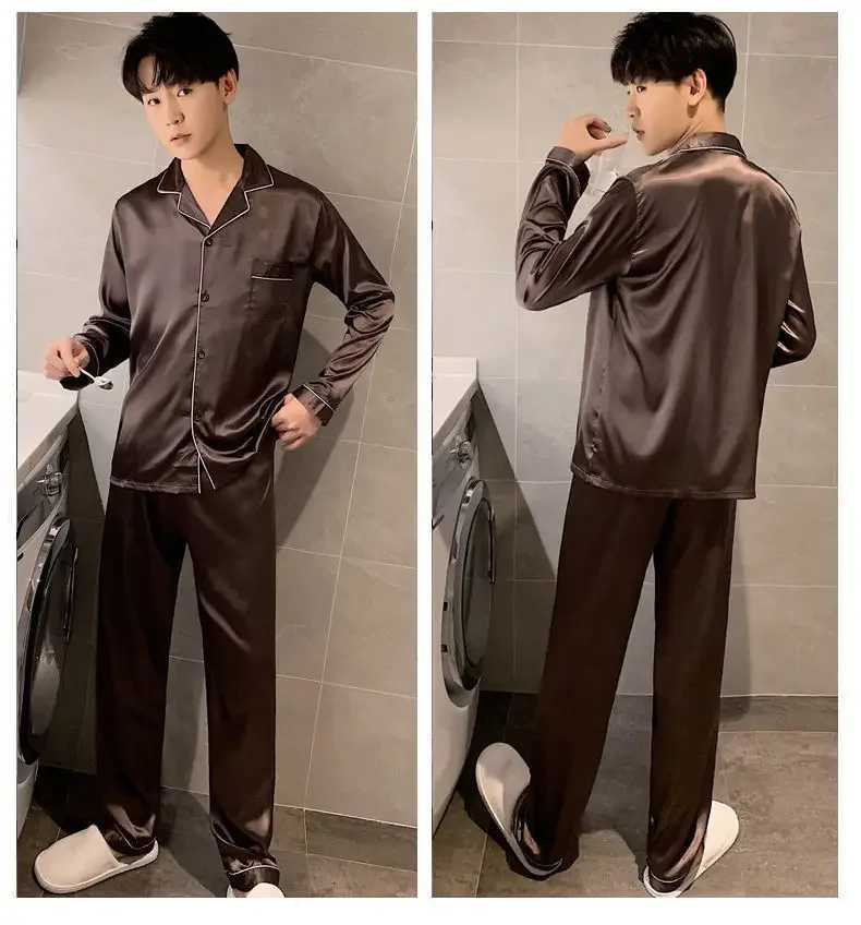 Mens sleepwear set new single mouth long sleeved large-sized ultra-fine fiber sleepwear mens sleepwear winter sleepwear W241221