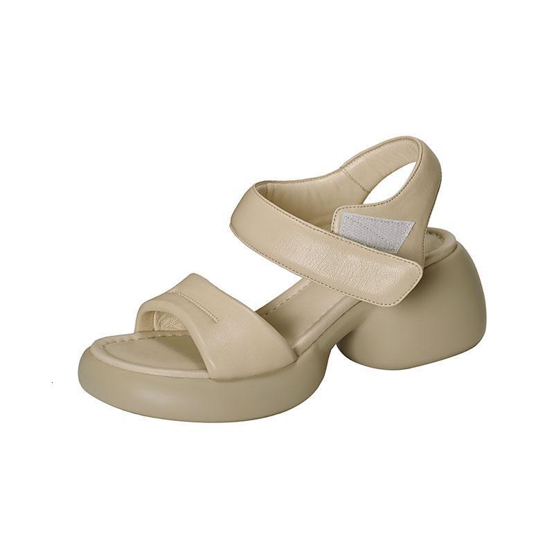 Thick soled high for women's 2024 summer new soft leather thick heels with raised waterproof platform, black open toe sandals #50 ddmykukumalu
