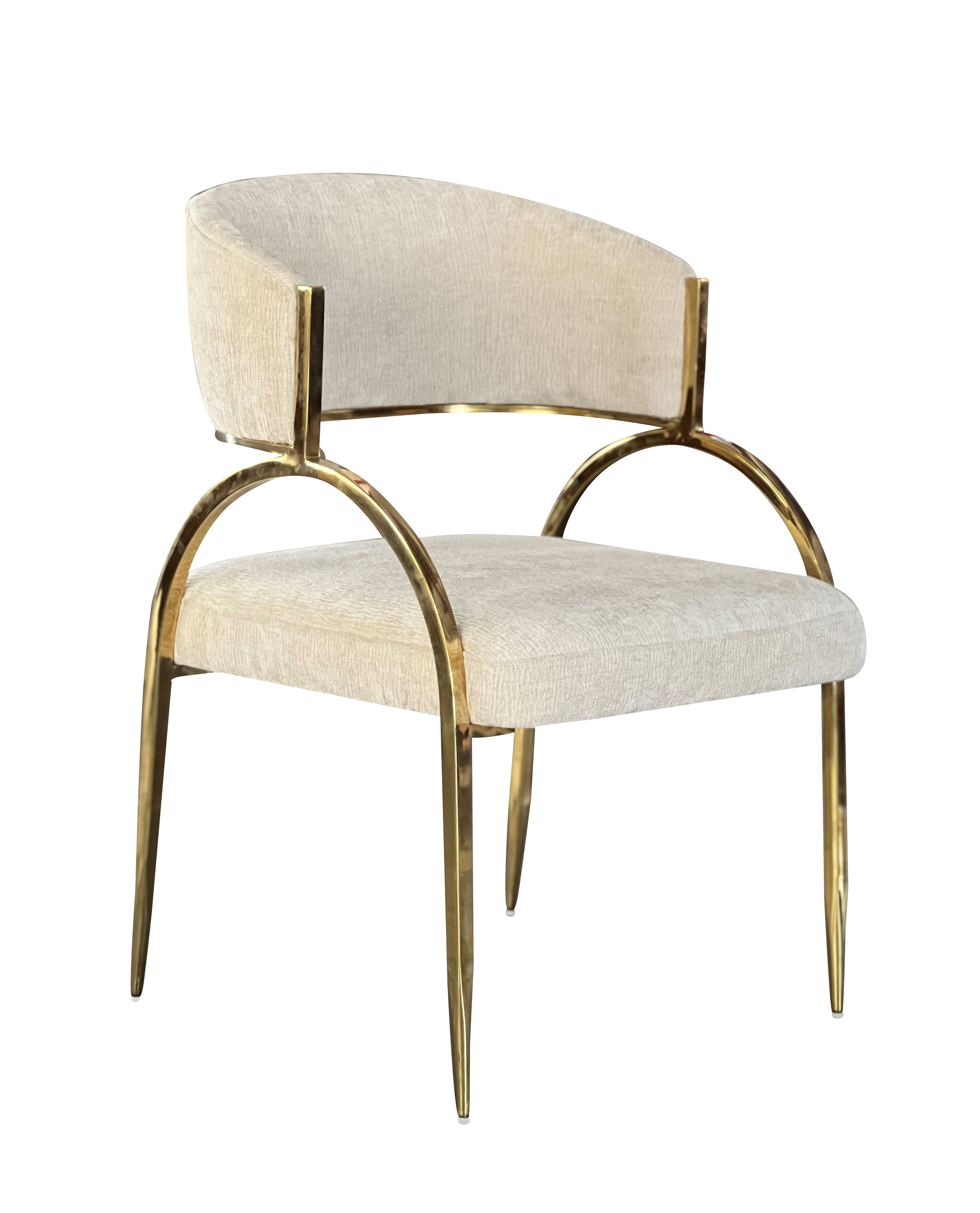 Alanya Generic Dining Chair - Beige & Gold Modern Dining Chair