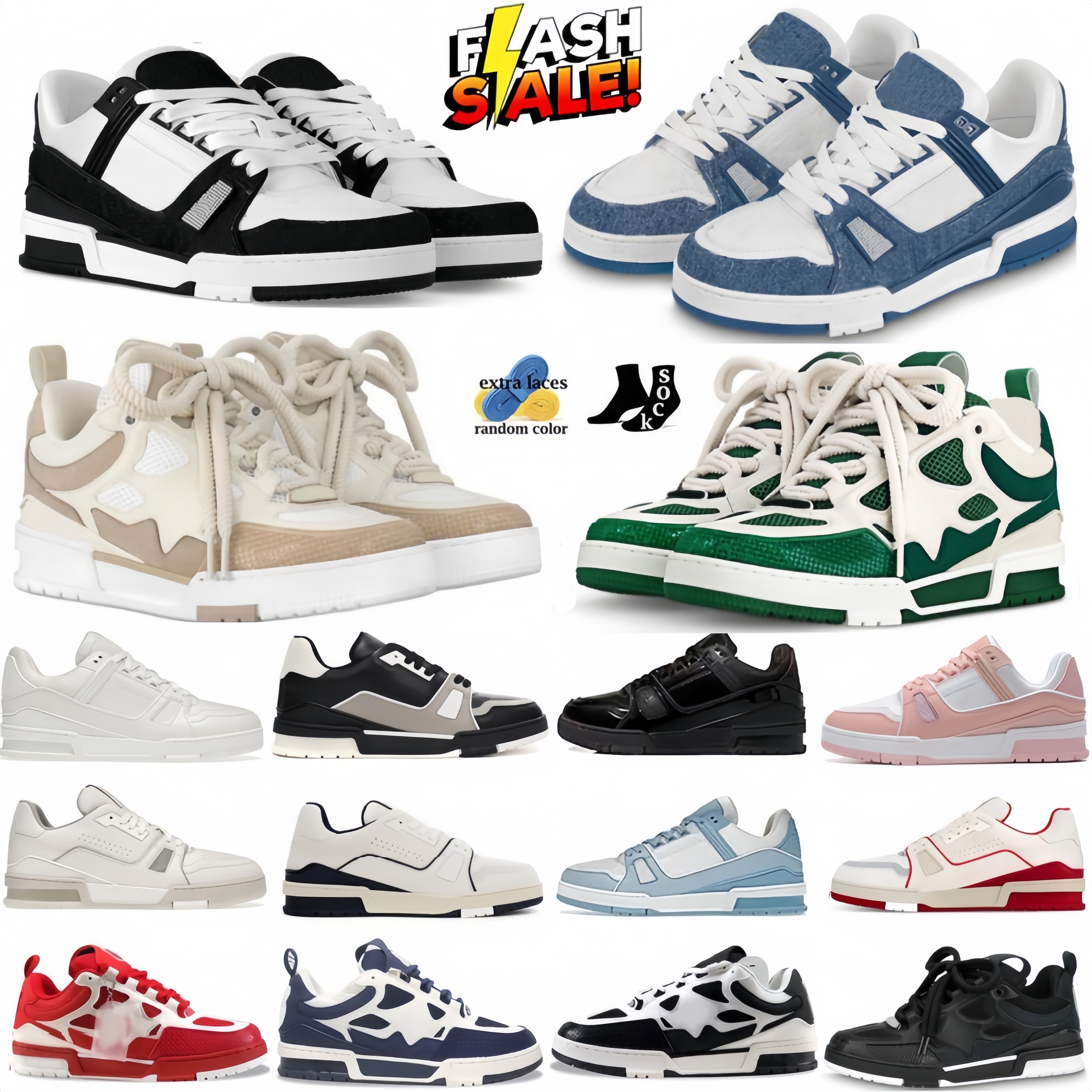 Designer Shoes Platform Bread Shoes Calfskin Leather Sneakers Denim Abloh Couple Running Outdoor Trainer Shoe Women Men Casual Sneaker