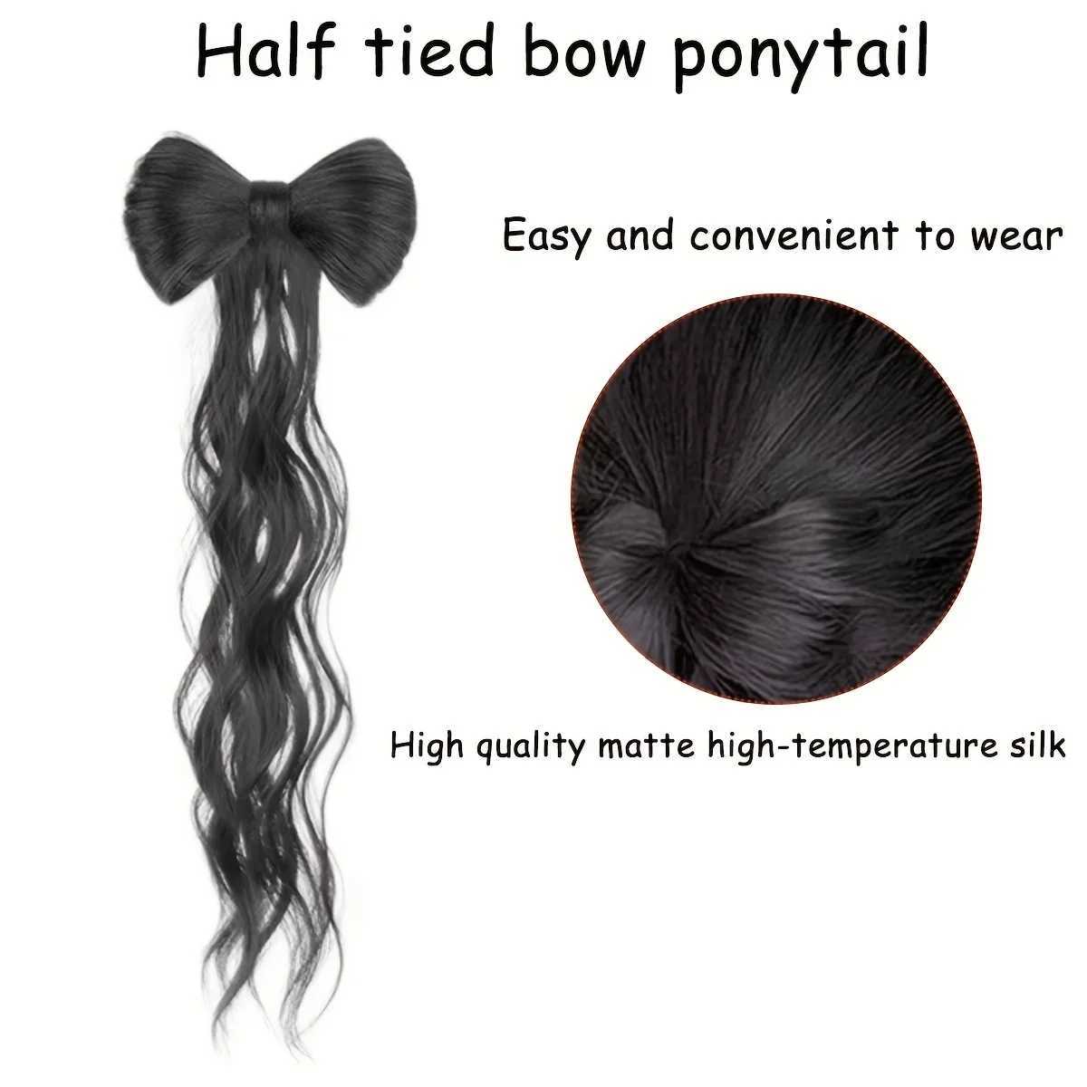 Synthetic Bowknot Claw clamp shape Hair Ponytail bun Clip In Hair Extensions Hair accessories suitable for womens daily useXJ241221