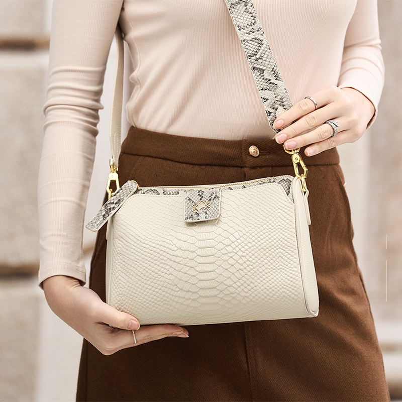 ZOOLER Animal Pattern Genuine Leather Women Crossbody Original Single Shoulder Bag Silk Girls Purses Black New #Yc323