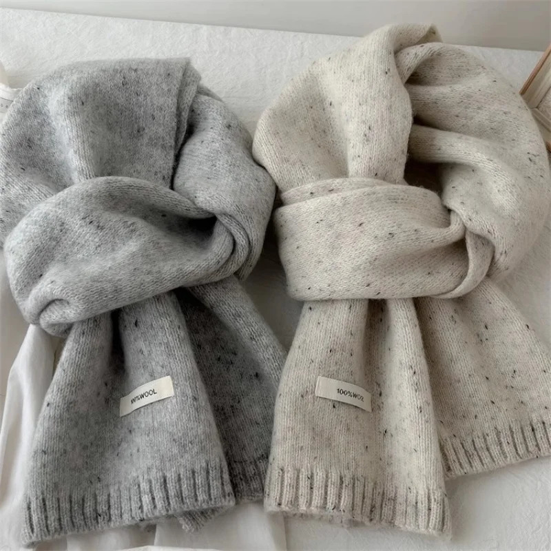 100% pure wool scarf Korean cute male and female couples winter warm neck 241220