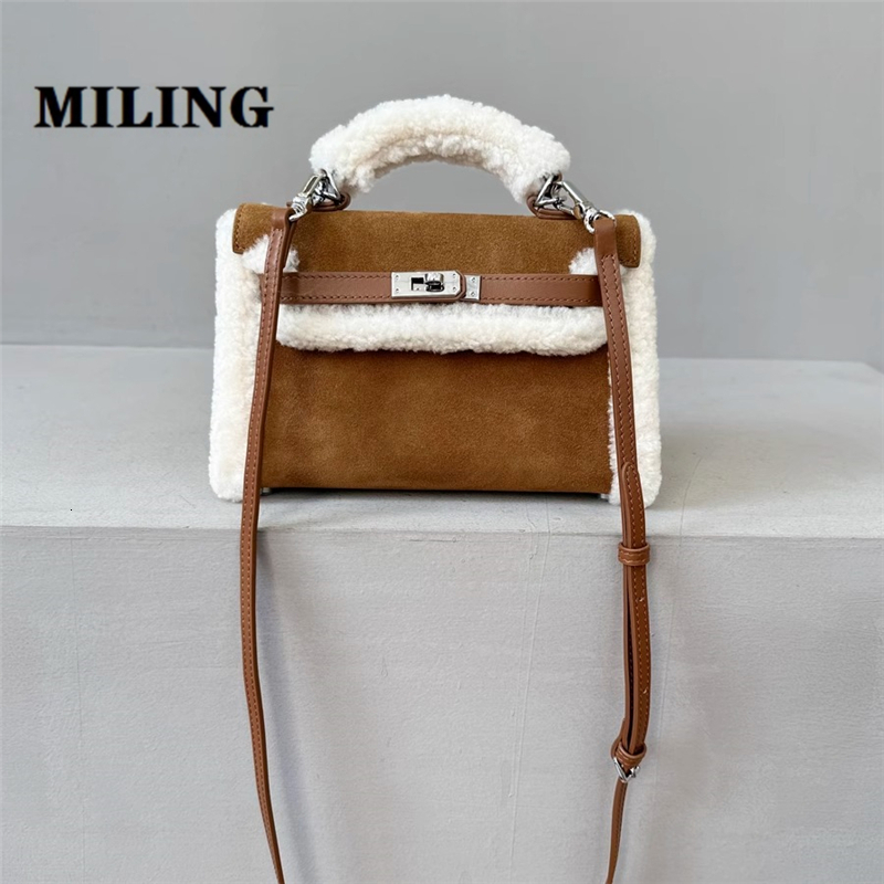 Autumn Winter Leather Handbag Fashion Women Crossbody Satcheles Real Genuine Suede Purses Lady Daily Casual Tote