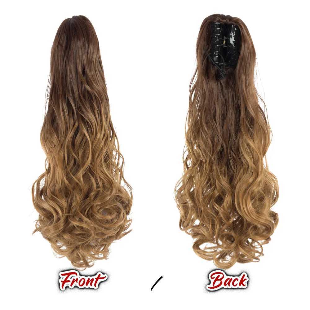 Synthetic Tail Hairpiece Pony 22 inch Ponytail Extensions Claw Clip Drawstring False Pigtail Curly Wavy Attached Hair For WomenXJ241221