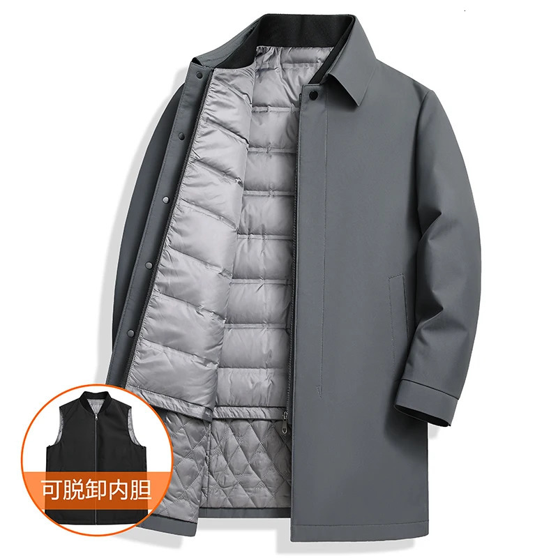 Winter Mens Long Hooded Down Jacket Thickened Cold proof Warm Leisure Coat with 90% Duck Content 241217