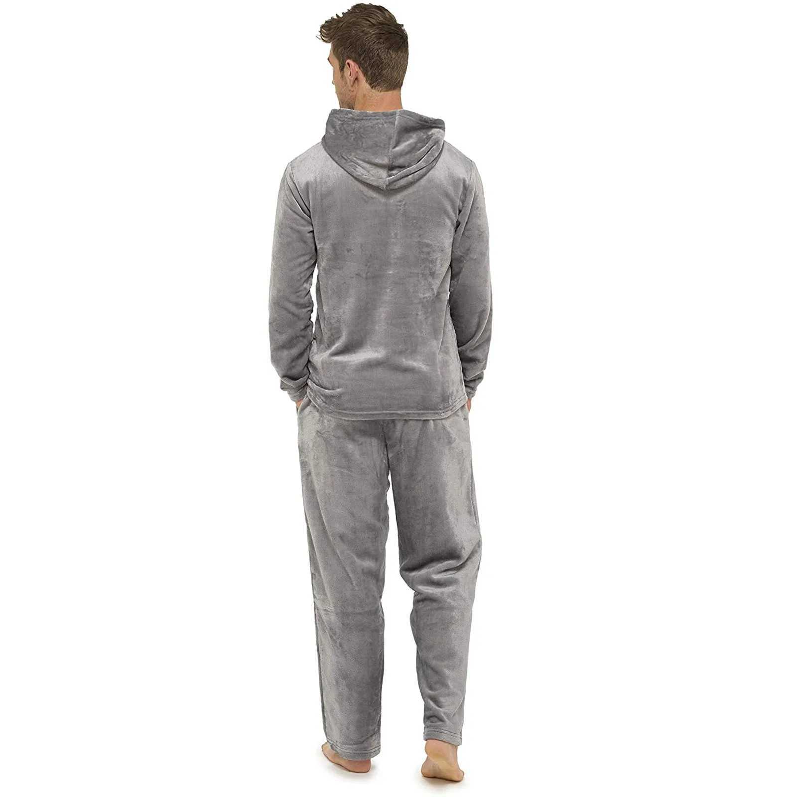 Mens Plush Teddy Velvet Sleepwear Winter Warm Sleepwear Complete Sleepwear Adult Sleepwear Set W241221