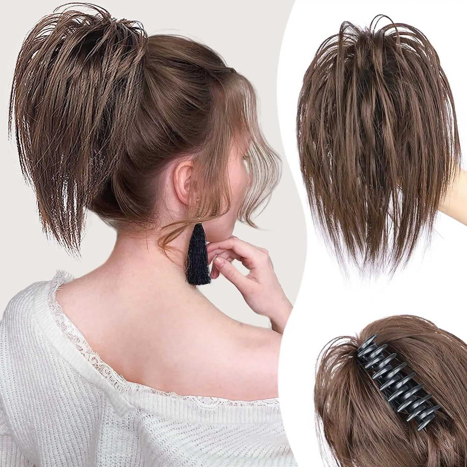 Messy Bun Hair Piece Claw Clip Hair Bun Extensions led Updo Hair Buns Claw Clip Ponytail Hairpieces Hair Scrune with ClipXJ241221