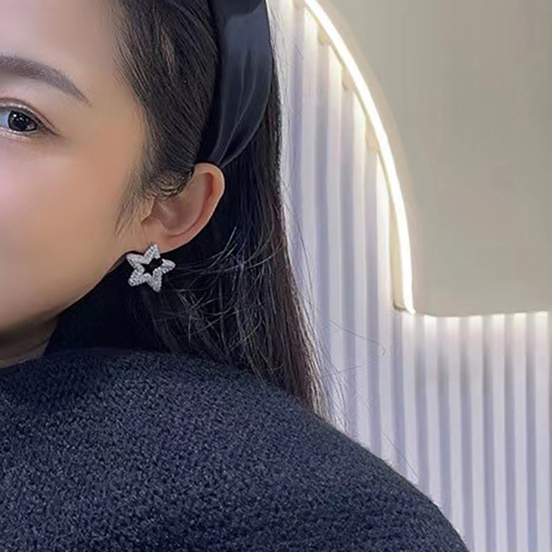 Gorgeous Stud Earrings Elegant Luxury Jewelry 925 Sterling Silver Pave White Sapphire CZ Diamond Shinning Women Party Star Earring For Lover Gift