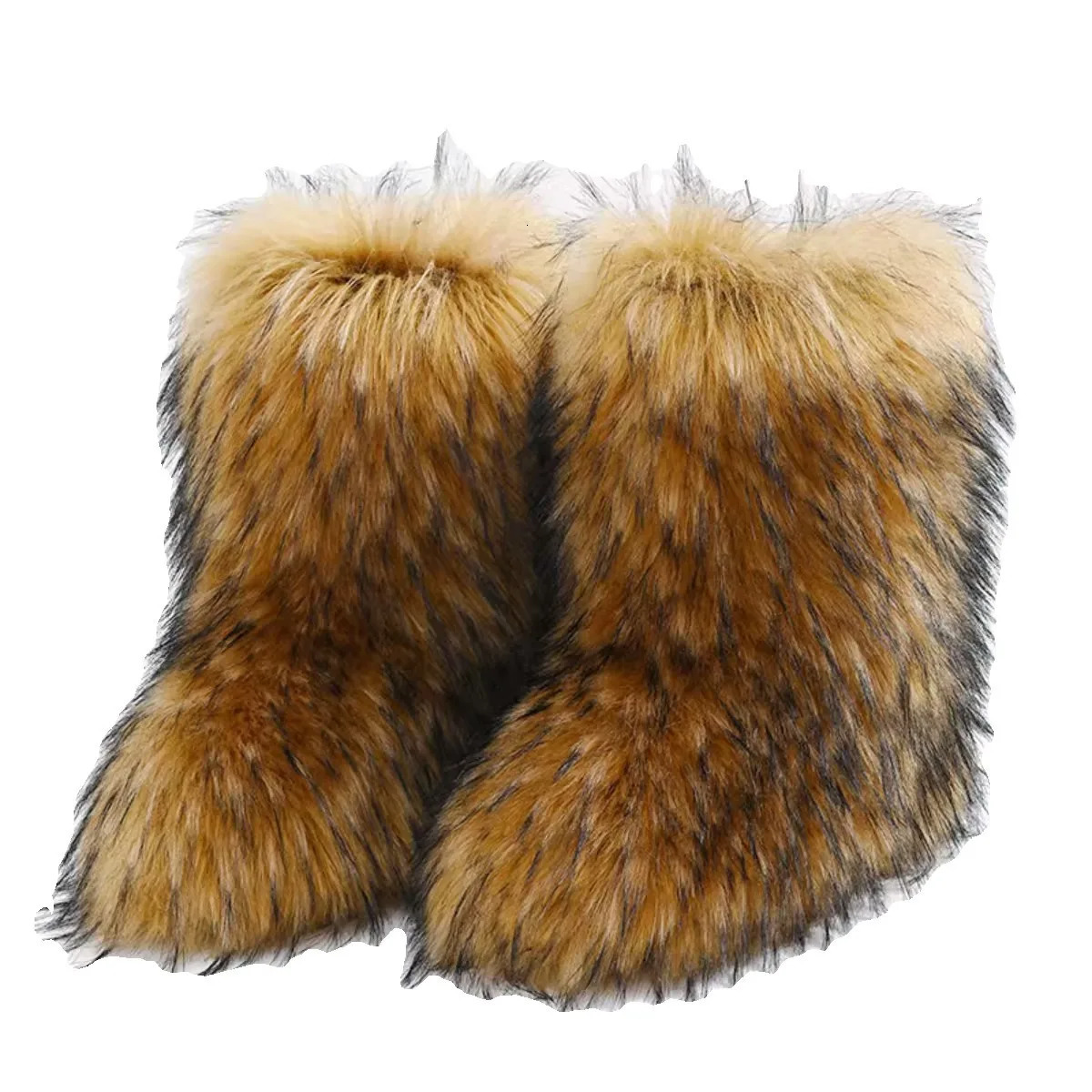 Winter Kids Warm Snow Boots Toddler Girl Puffy Fur Boots Children Furry Shoe Rubber Flat Non-slip Slip-on Boots Fur Shoes 241220