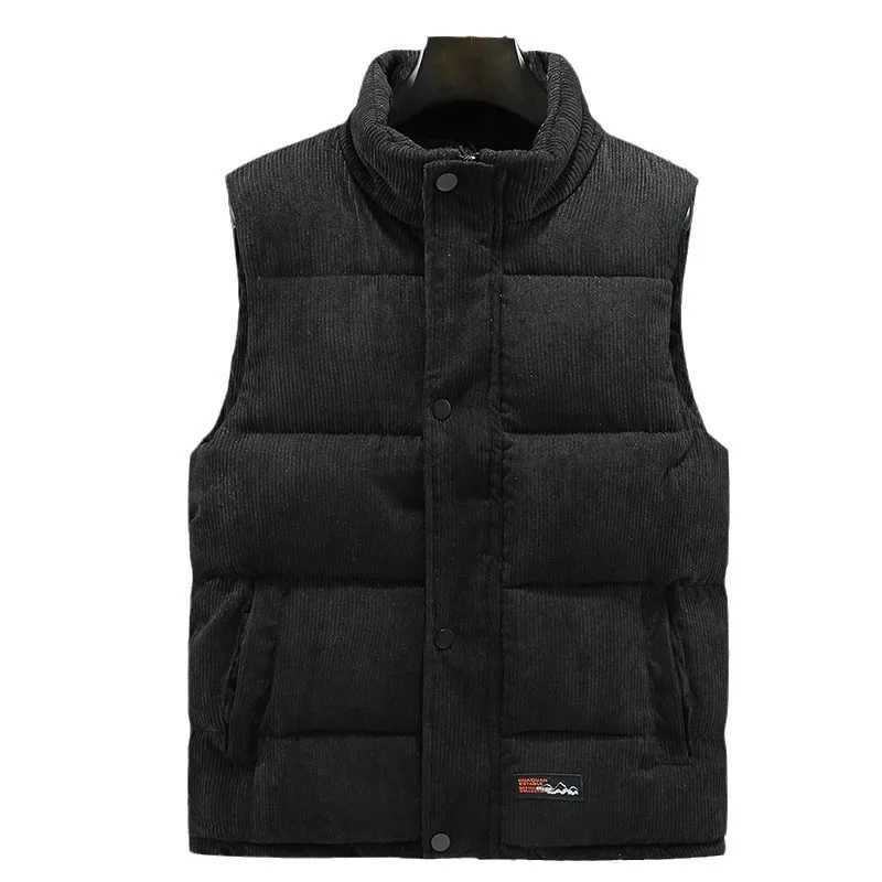 2024 New in Padded Vest Men Zipper Winter Thick Warm Corduroy Sleeveless Jacket Male Autumn Casual Waistcoat Golf Work Wear CoatXJ241221
