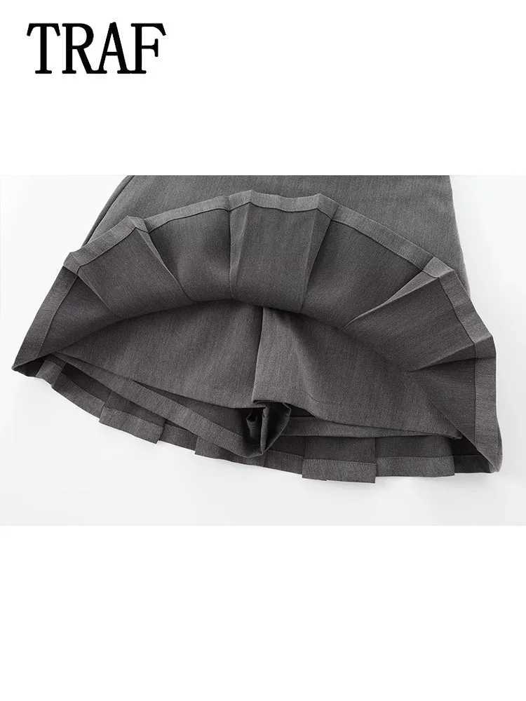 TR Women Pleats Short Skirts 2024 New Fashion Women Shorts Skirt Woman Mid-Waist Mini Skirts Casual Summer SkortXJ241221