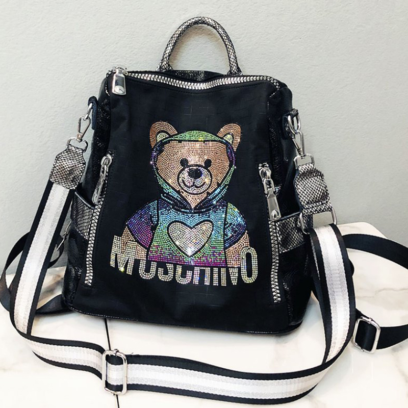 2024 New Brand Women's Backpack Colorful Dias Cute Bear Bagpack Large Capacity Fashion Shoulder Bag Girl' Schoolbag