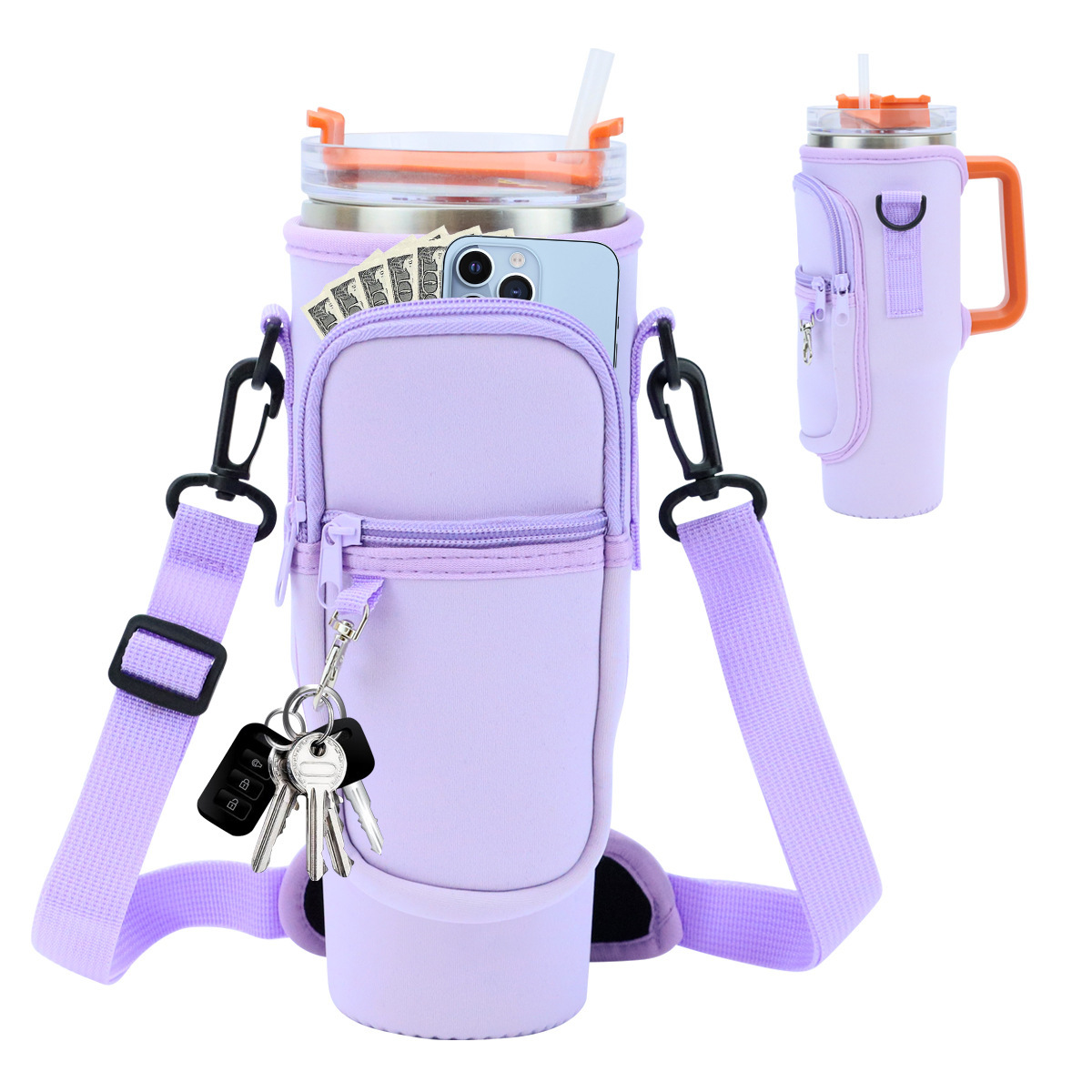 Neoprene Cup Sleeve 40oz Travel Mugs 10 Colors Stubby Holder Neoprene can cooler With Keychain WLL2487