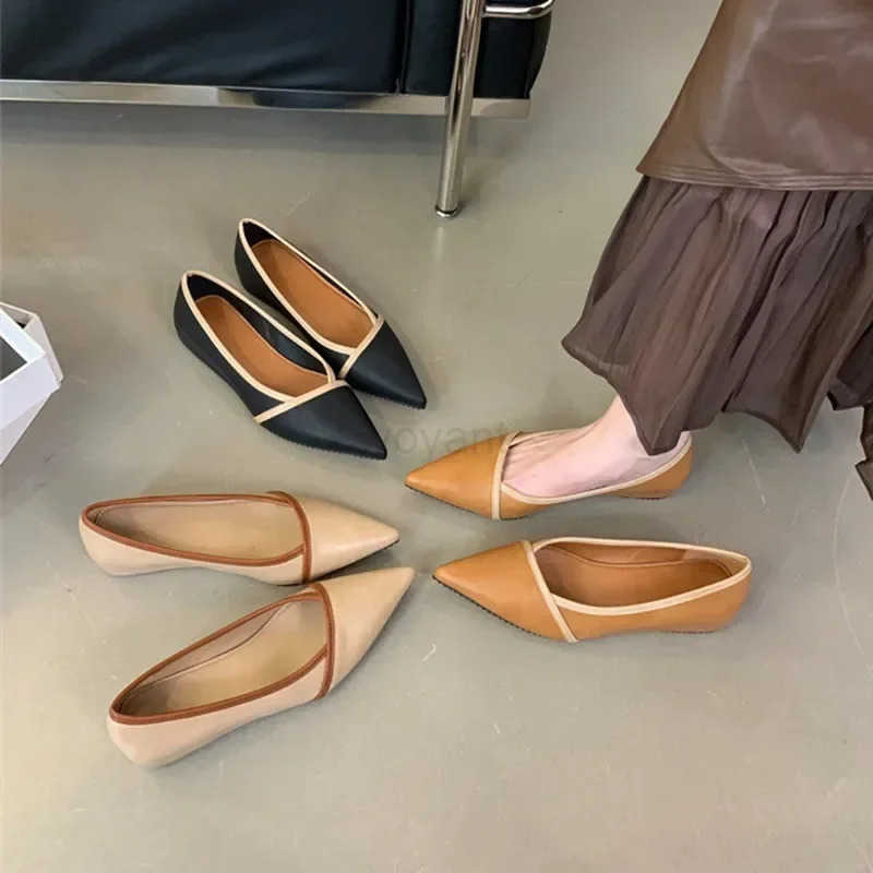 Luxury Designer Elegant Pointed Toe Wen Pumps 2024 Autumn Cfort Soft Leather Wedge Shoes Wen Shoes Off Flats Loafers Z241221