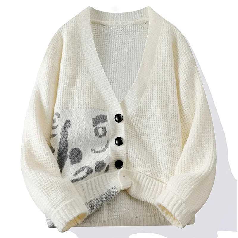 2024 Autumn/Winter Sweater for Men with A Thick Fashion Cardigan Vintage Large V-neck Sweater Loose Fashion Brand VestXJ241221