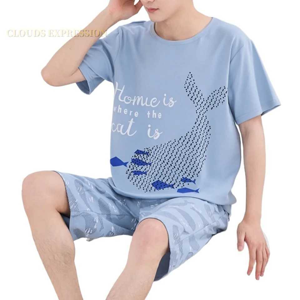 Summer Knitted Cotton Short Sleeve Mens Pajama Set Mens Pajama Set Polka Dot Pajama Mens Pajama Set W241221