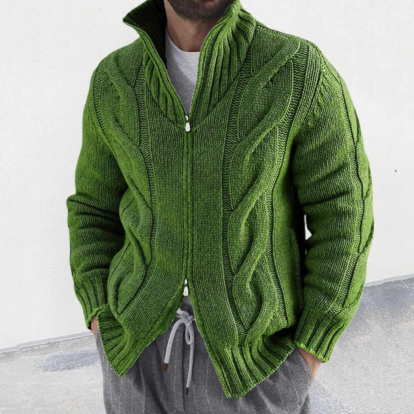 Male Fall And Winter Fashion Sweate Coat Long Zipper Plaid Jacquard Soft Warm Sweater Knit Men Big And Tall Sweater CoatsXJ241221