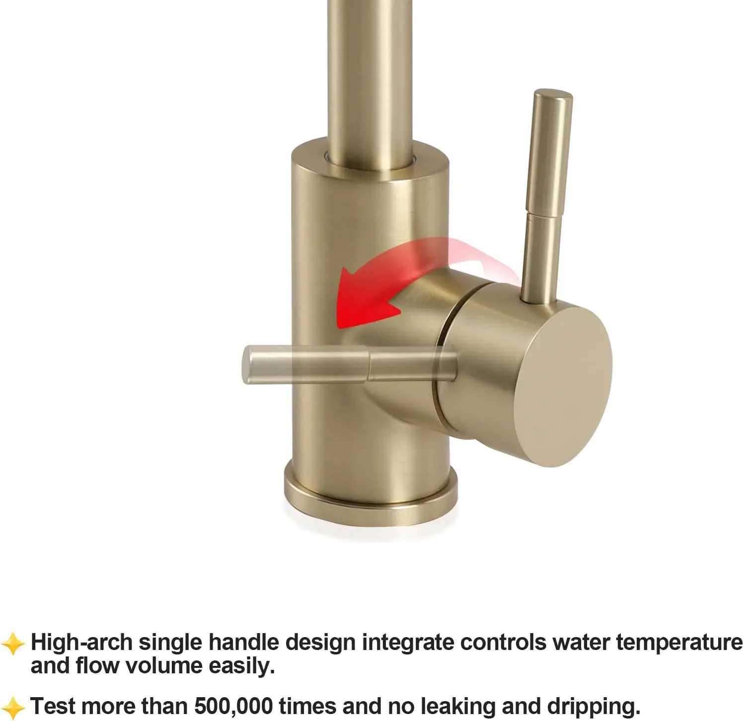 Kitchen Faucets Gold Square Single Handle Sink Faucet Stainless Steel Hot and Cold Deck Mount Water Taps Grifos De Cocina Z241221