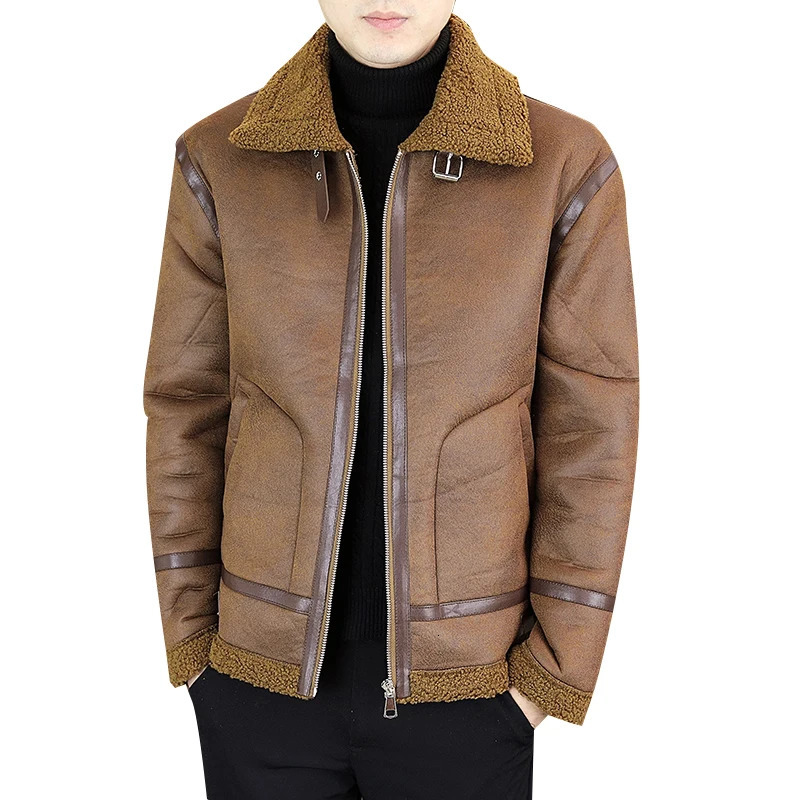 Winter Motorcycle Leather Jacket Men Plus Velvet Padded Warm Fur integrated Leather Jacket Casual Business Overcoat M-3XL 241216