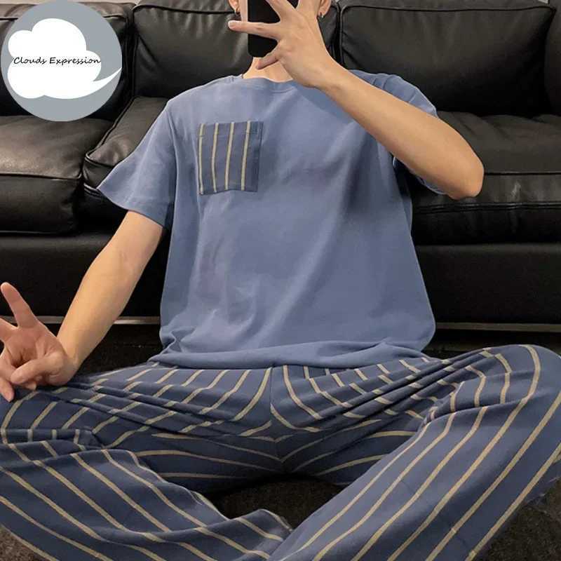 Summer Knitted Plain Cool Mens Pajamas Casual Pjs Lounge Set Mens Pajamas 3XL Pajamas Fashion W241221