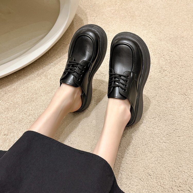 Leather Ddmywed Small Shoes For Women In The Spring And Autumn Of Thick Soled Fashionable British Style One Foot Casual Mary Jane Loafers Chinese Bran