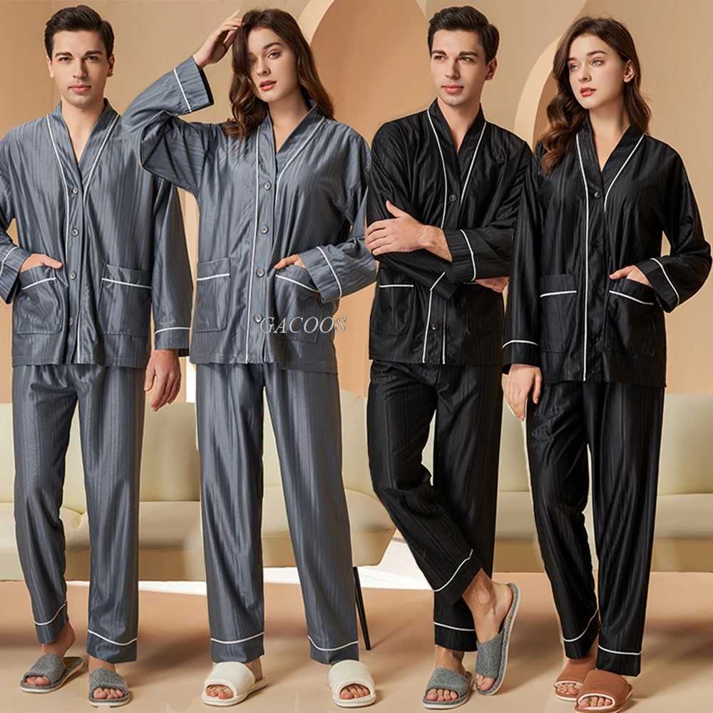 Womens solid color pajamas set couples lounge pajamas set womens pajamas two-piece set mens pajamas 3XL W241221