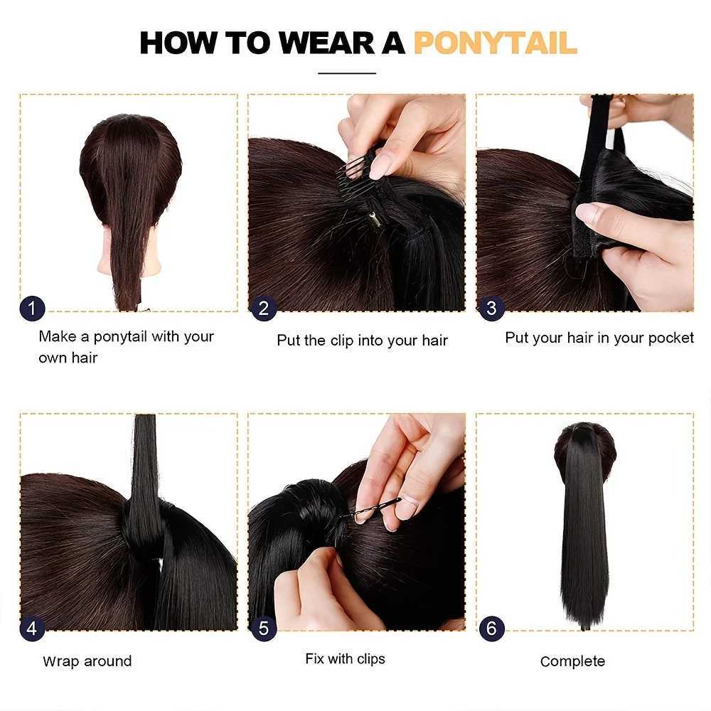 Long Curly Ponytail Extension Magic Paste Heat Resistant Wavy Synthetic Wrap Around Ponytail Hairpieces for Women GirlsXJ241221