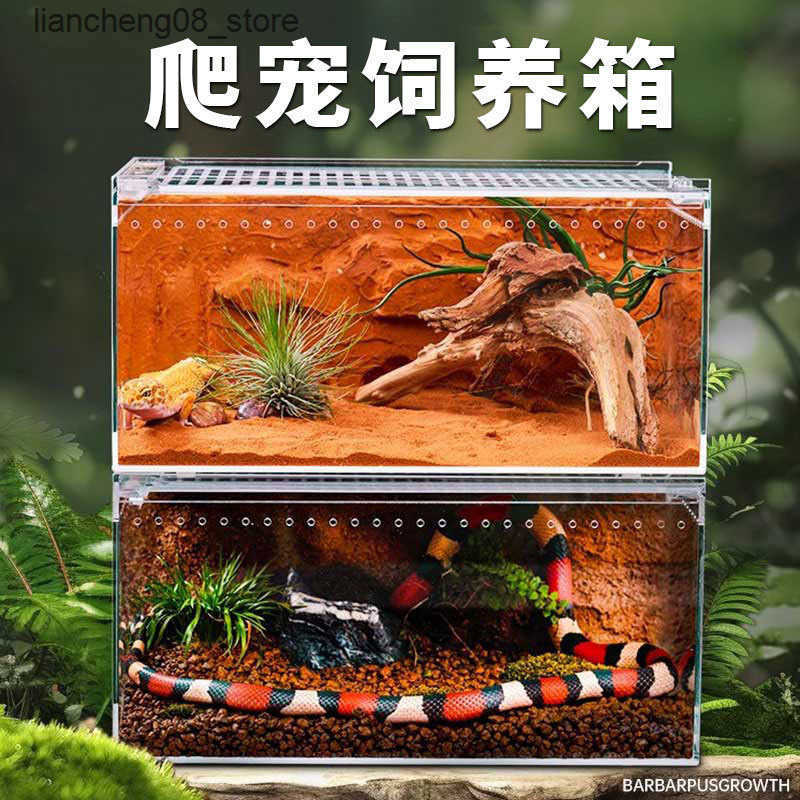 Other Pet Supplies Crawling pet feeding box transparent acrylic integrated no assembly hermit crab feeding tank scorpion snake insect ecological box L