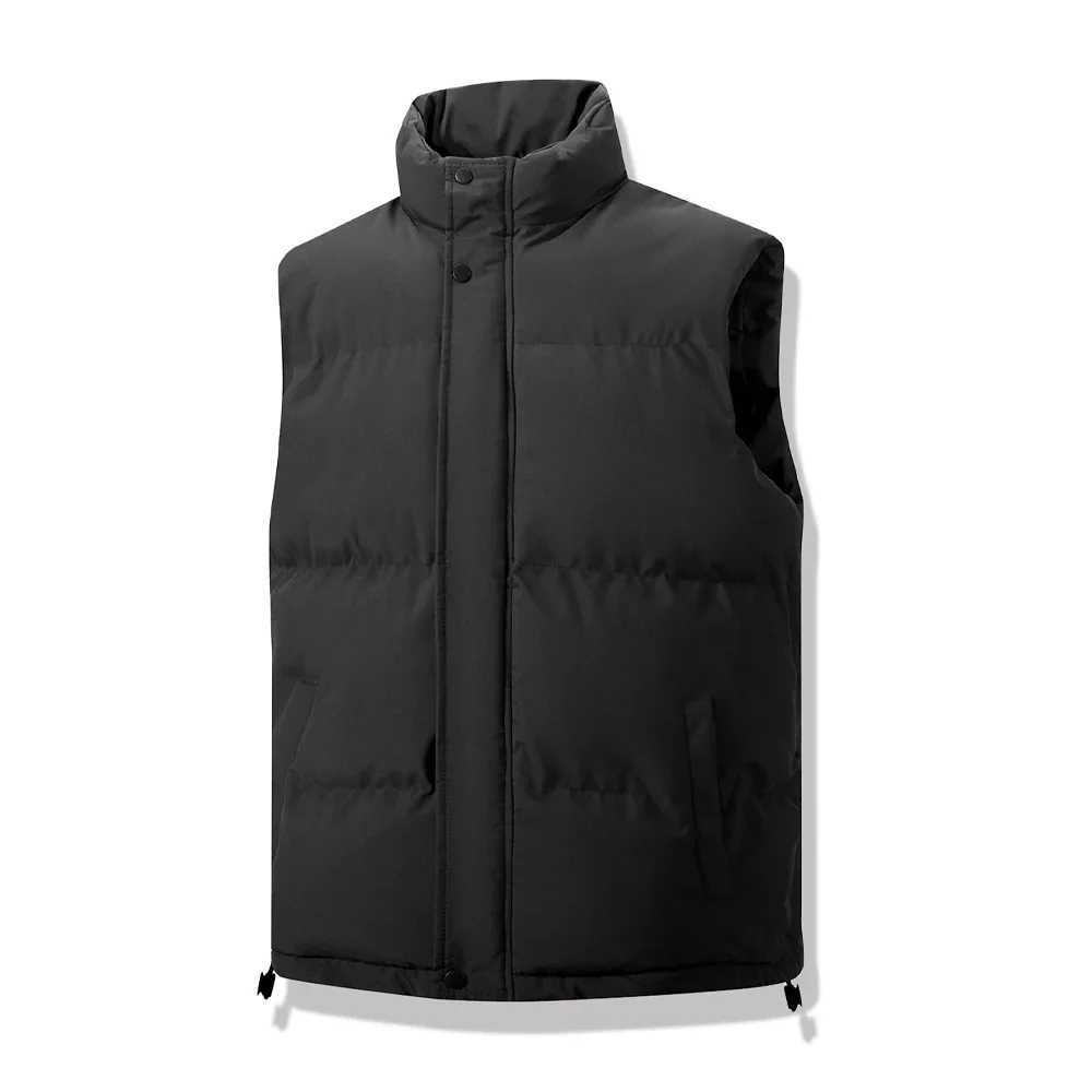 Men Sleeveless Vest Zipper Jackets Winter Fashion Male Warm Vest Coats Men Stand Collar Outdoor Waistcoats Windproof StreetwearXJ241221