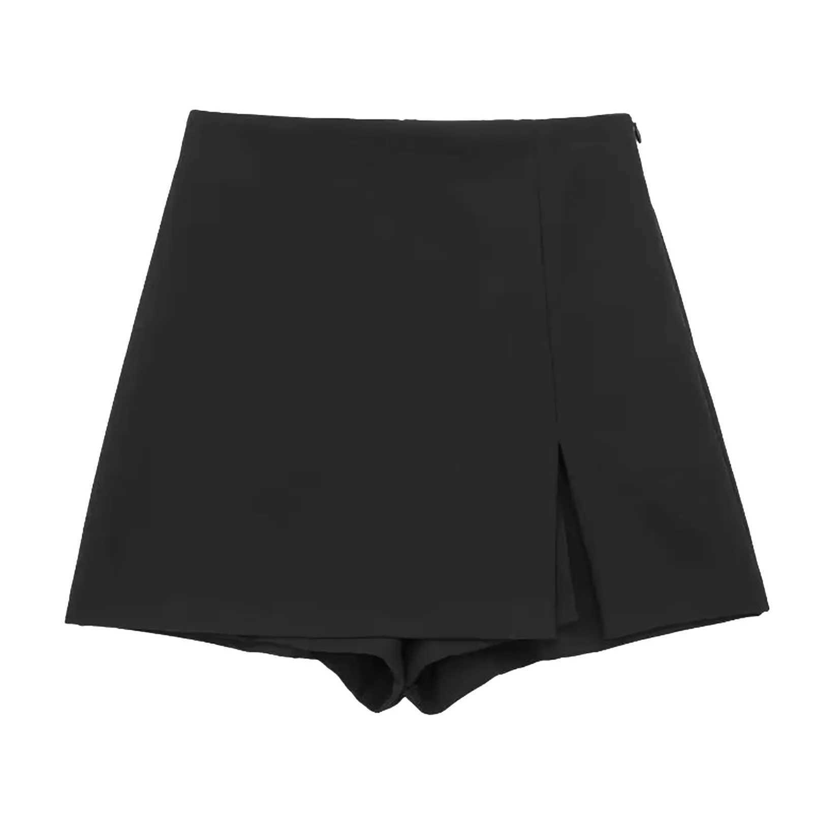 High Waist Wrapped Short Skirts Women Y2K Streetwear Asymmetrical Skorts Spring Summer Basic Solid Casual Office Mini SkirtXJ241221