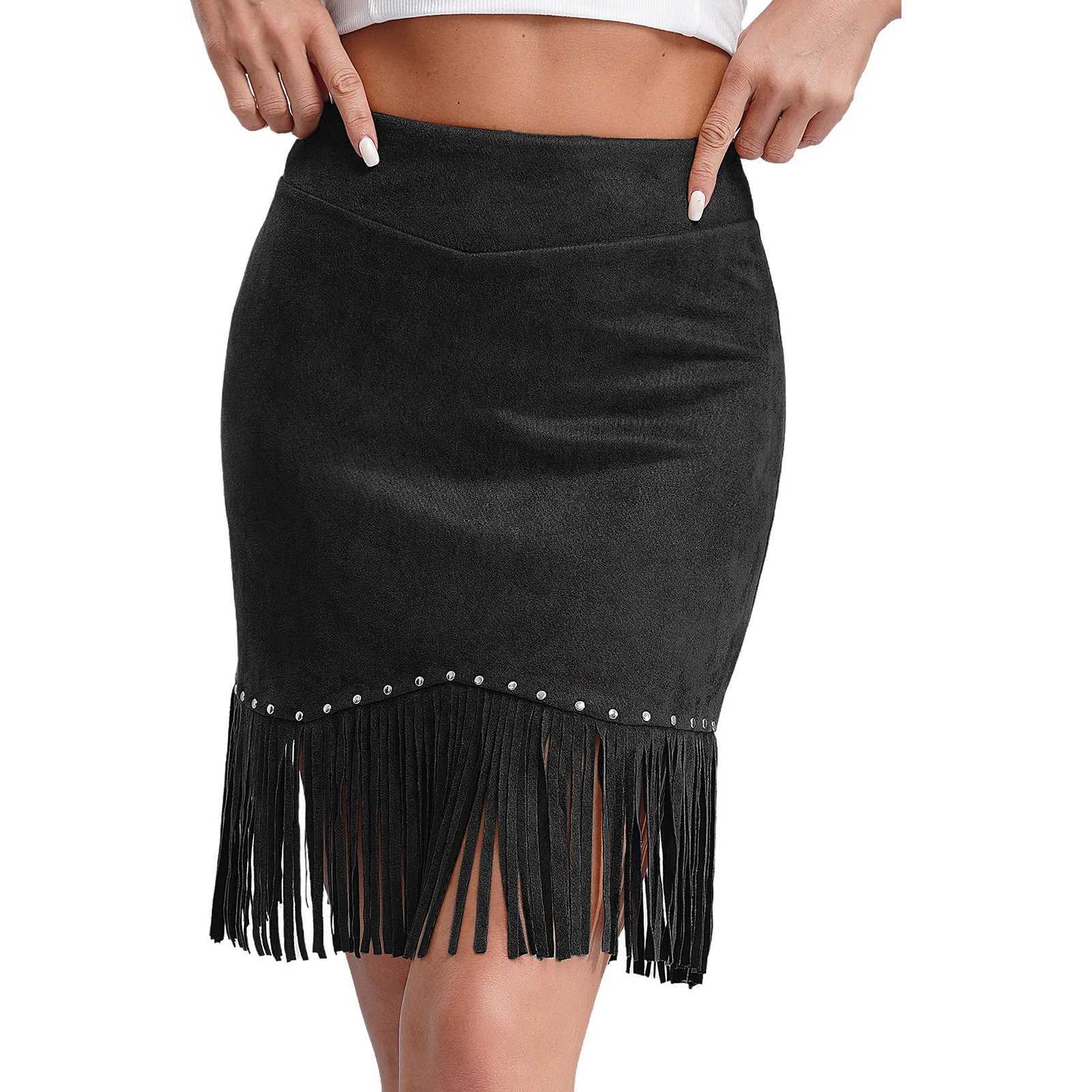 Womens Vintage Skirts Come Brown Cowboy Chic Hemline Fringe Outfits For Party Nightclub Photography Fe Daily StreetwearXJ241221