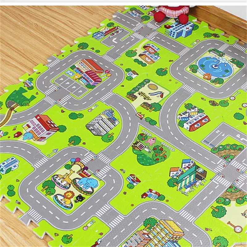 Baby game mat 9 pieces/batch Childrens carpet game mat Childrens carpet Soft floor toy Road traffic Soft floor Home decoration EVA Childrens foam puzz