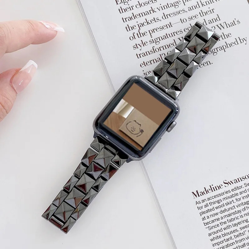 Ceramic Strap for Watch band bracelet chain Iwatch87654321SE ULtra 38 40 41 44 45 42mm men and women beads wrist belt 241220