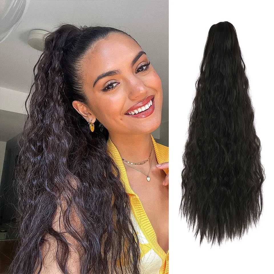 Long Wave Ponytail Synthetic Extension Claw Clip Ponytail Hair Curly Synthetic Black Hairpieces For Women Daily LookingXJ241221