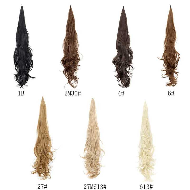 H STAR 32Inch Synthetic Flexible Wrap Around PonyTail Length Ponytail Extensions Blonde Ponytail Hairpieces For WomenXJ241221