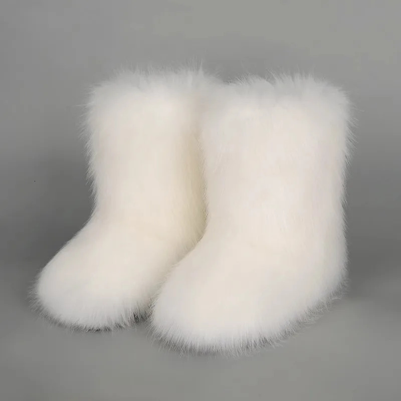 Winter Kids Warm Snow Boots Toddler Girl Puffy Fur Boots Children Furry Shoe Rubber Flat Non-slip Slip-on Boots Fur Shoes 241220
